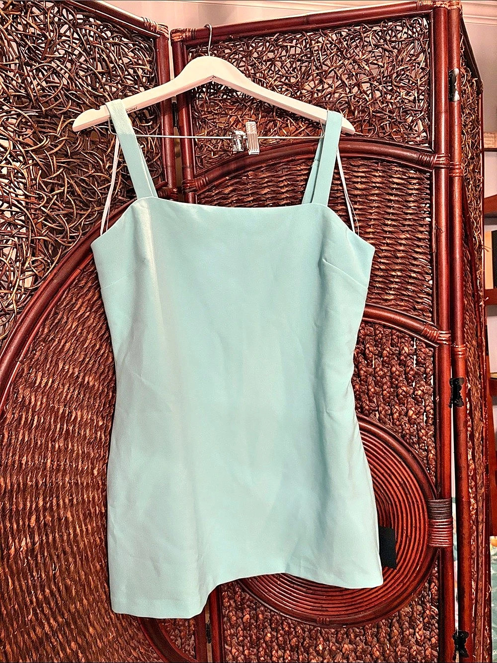 Lulus Enticing Endeavors Light Blue Square Neck Sleeveless Skort Romper Skort